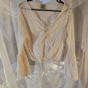 Jaded Gypsy Cream Lace-Up Blouse for Women
